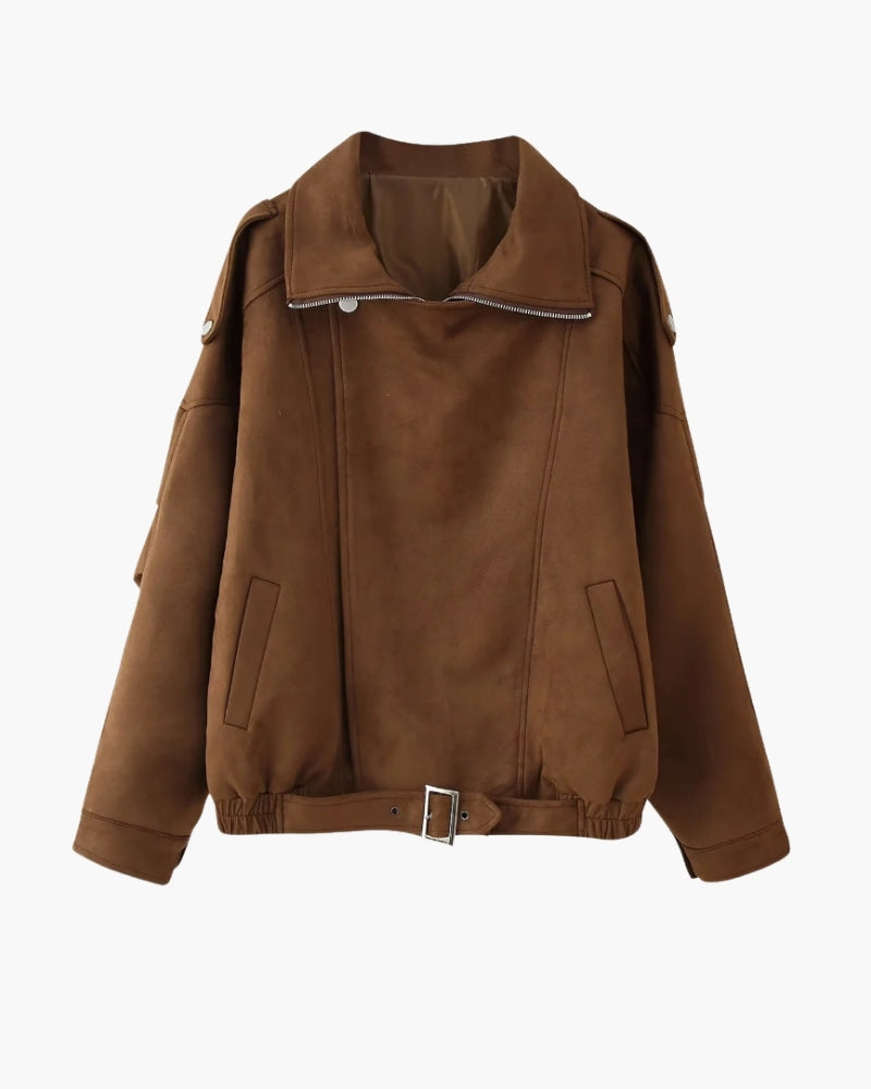 Giacca Vintage in Camoscio con Drappeggio