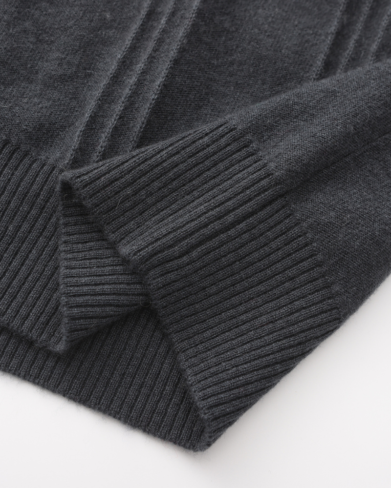 Mezzo zip in 100% cashmere a costine