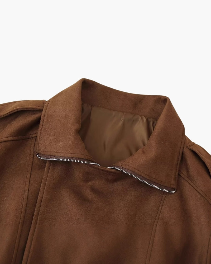 Giacca Vintage in Camoscio con Drappeggio