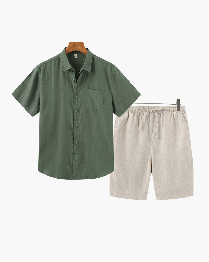 Completo in lino Old Money (pantaloncini)