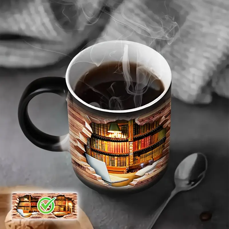 Charming Ceramic Mug with Thermal Effect for Book Lovers