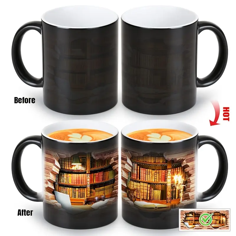 Charming Ceramic Mug with Thermal Effect for Book Lovers