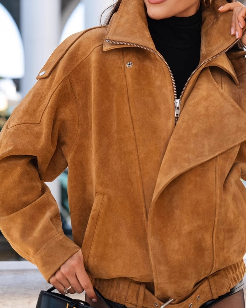 Giacca Vintage in Camoscio con Drappeggio