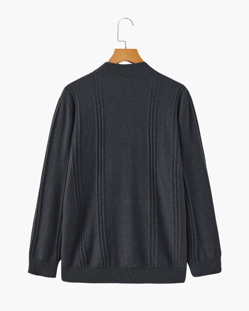 Mezzo zip in 100% cashmere a costine
