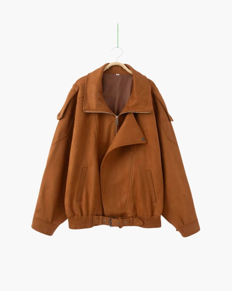 Giacca Vintage in Camoscio con Drappeggio
