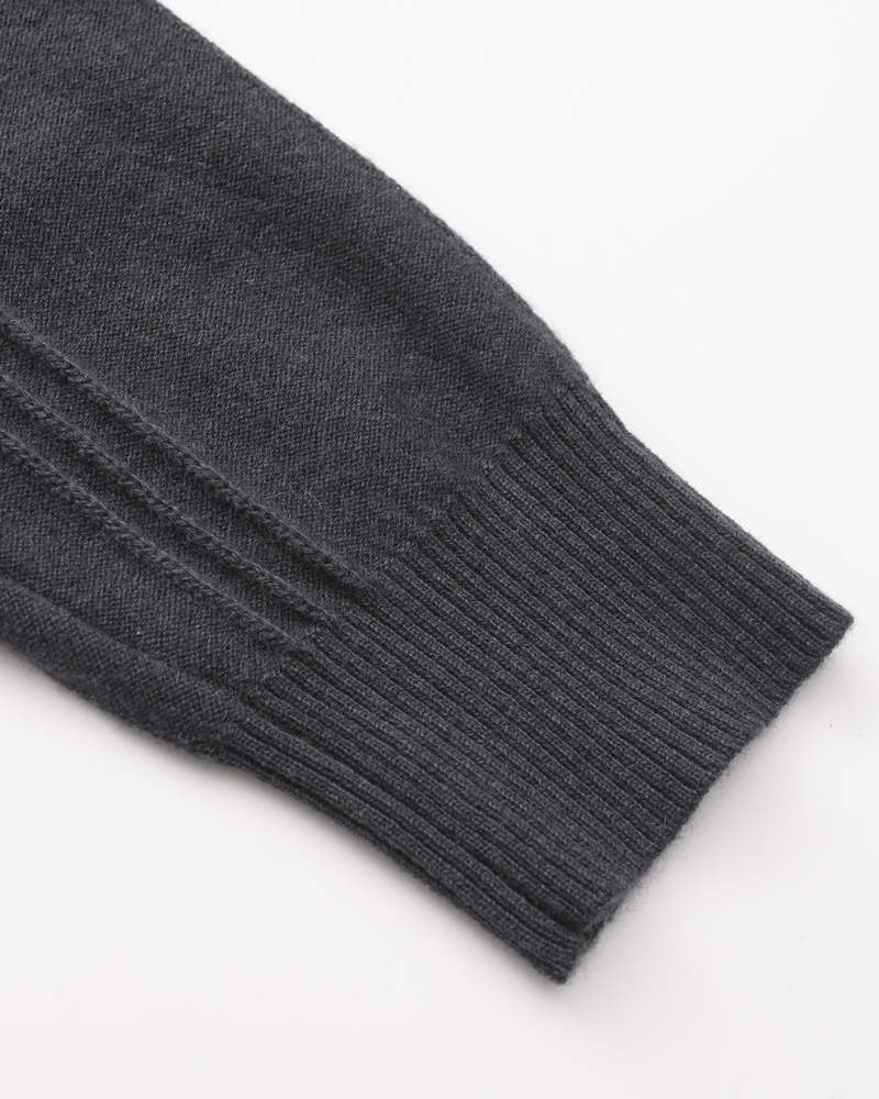 Mezzo zip in 100% cashmere a costine