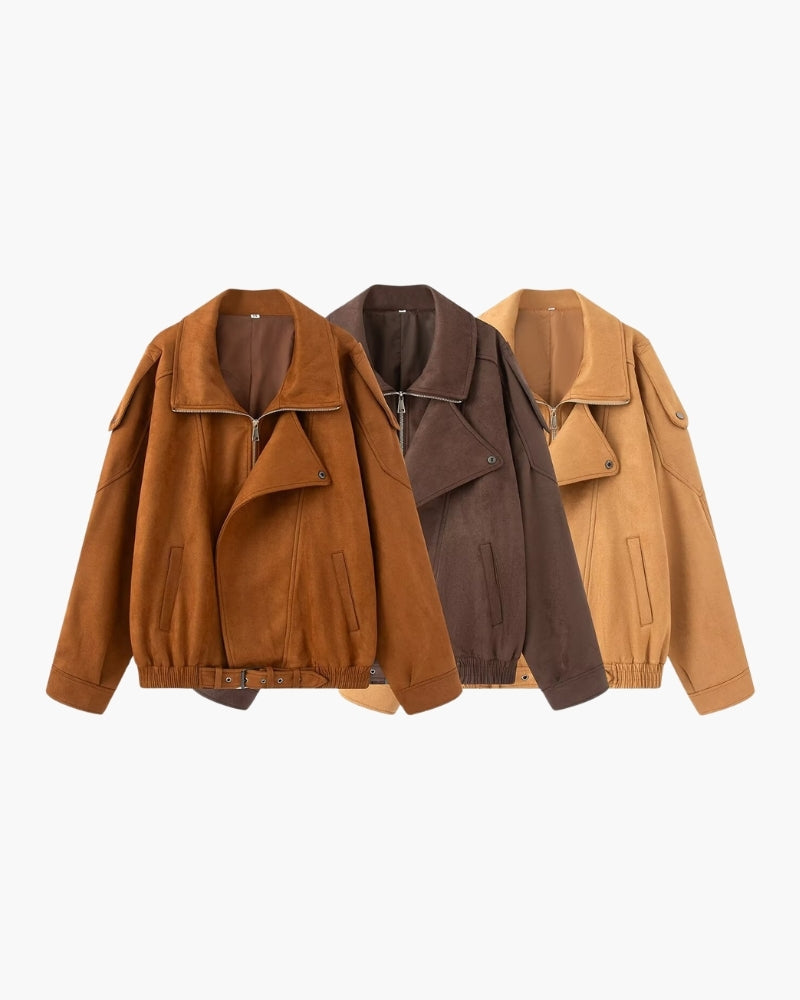 Giacca Vintage in Camoscio con Drappeggio