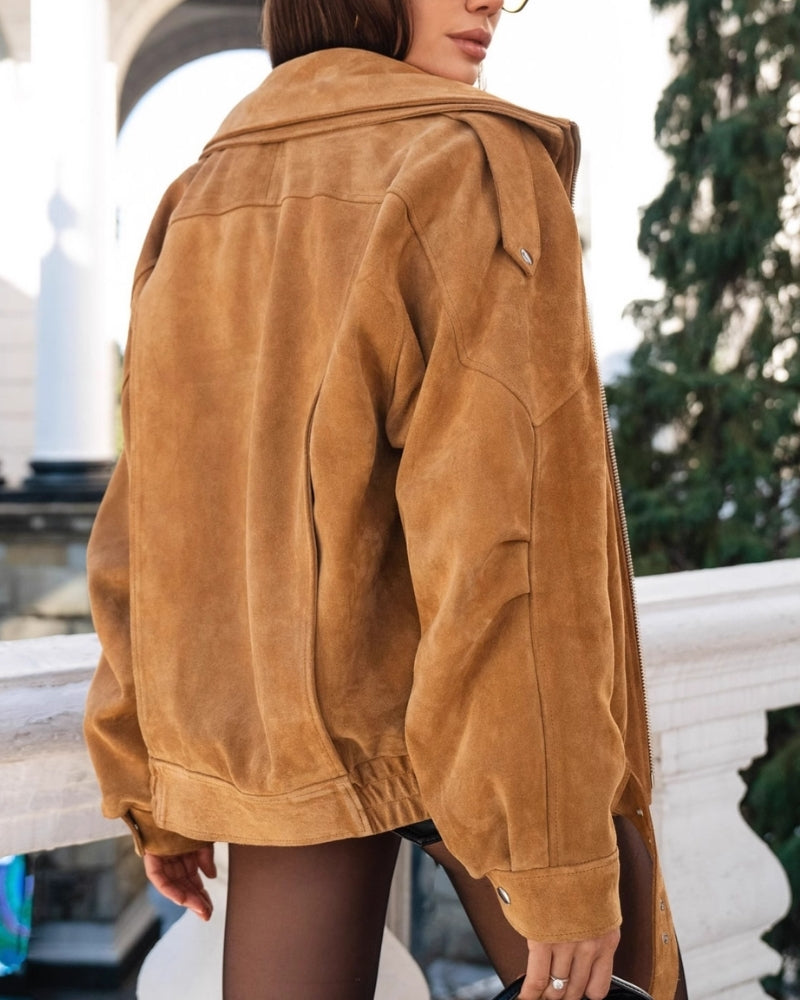 Giacca Vintage in Camoscio con Drappeggio