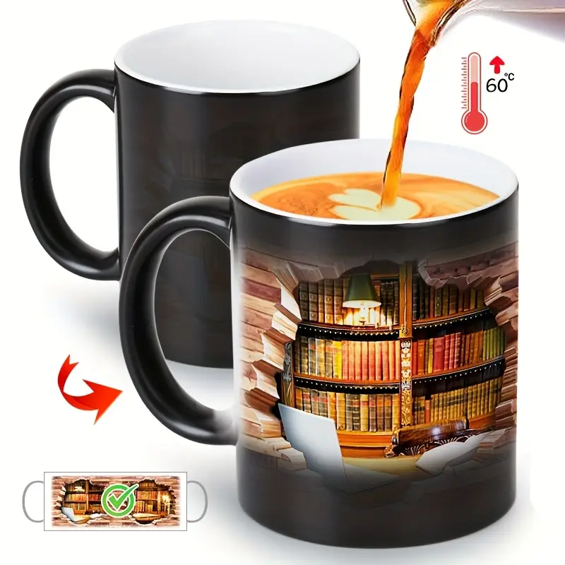 Enchanting Bookshelf Heat-Reveal Ceramic Mug