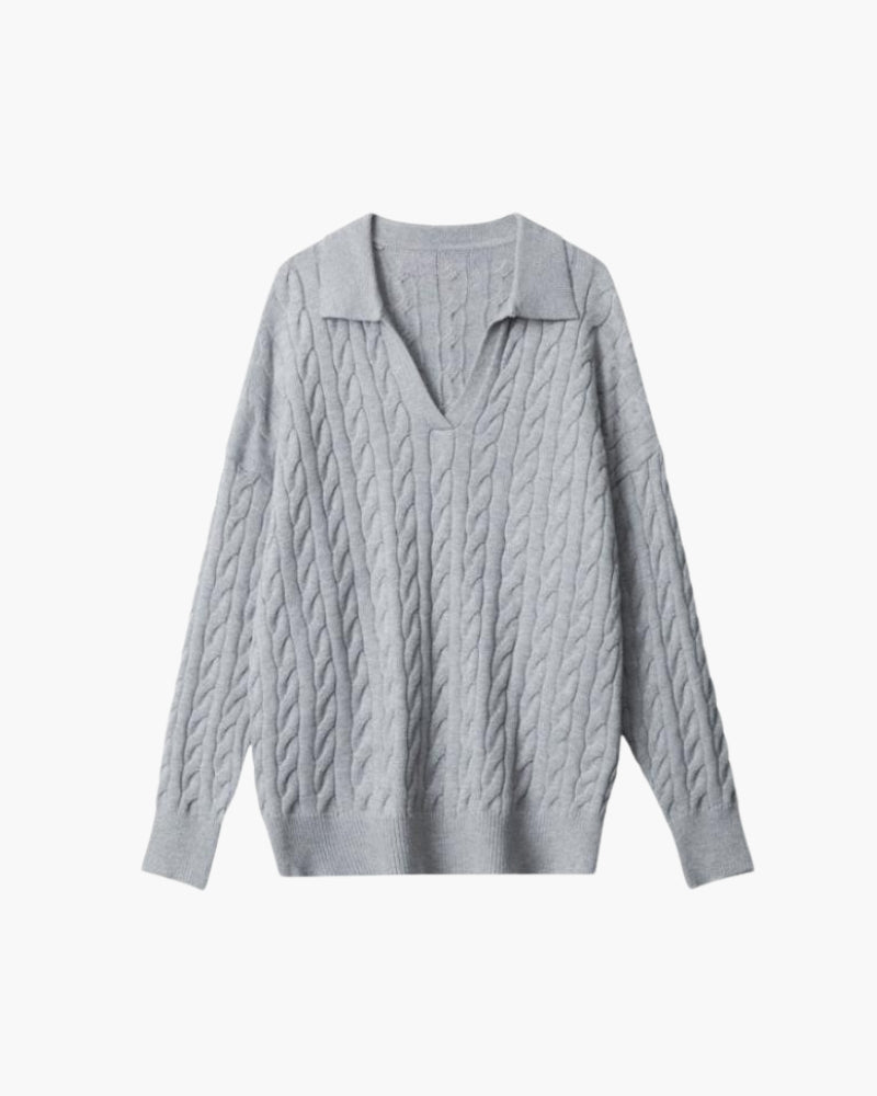 Maglione lavorato a maglia con scollo a V in lana premium