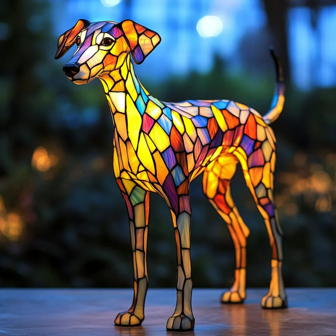 Vetrata artistica ispirata al Whippet